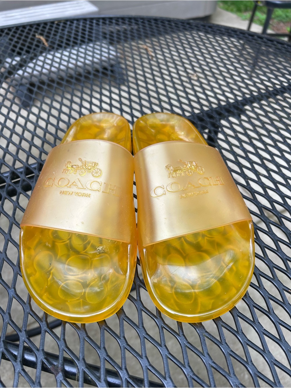 Coach Translucent Yellow Jelly Slide Sandals